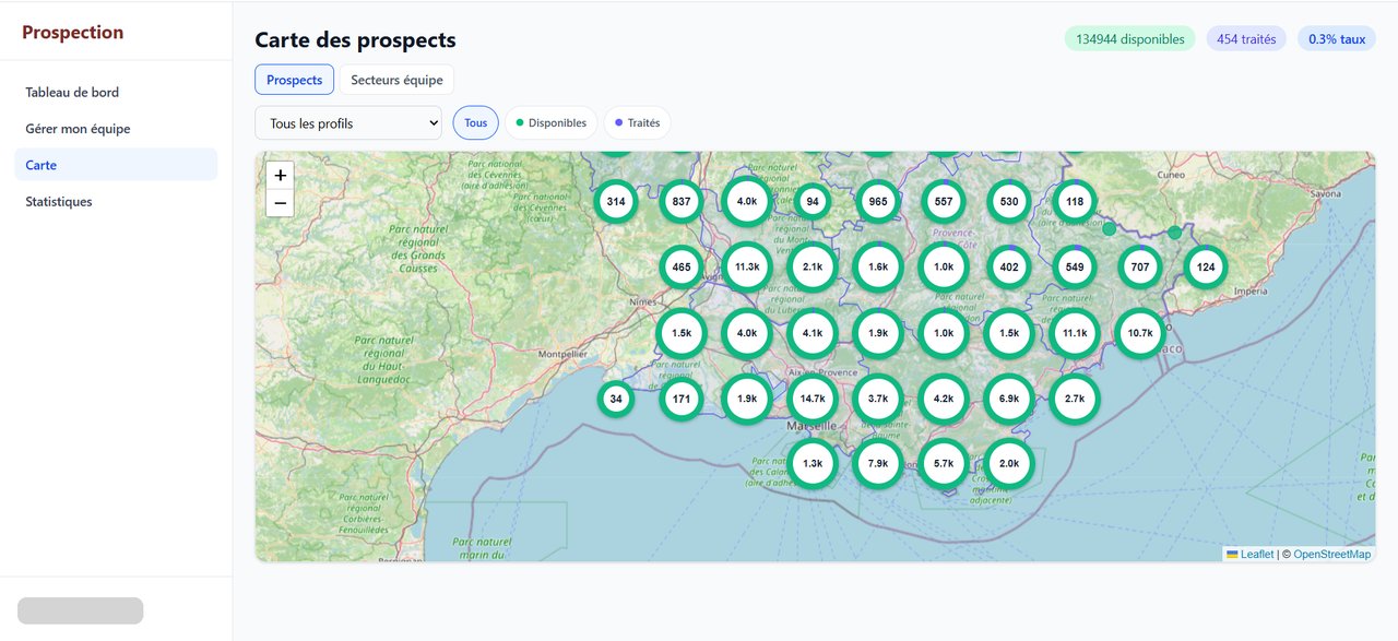 Carte des prospects géolocalisés